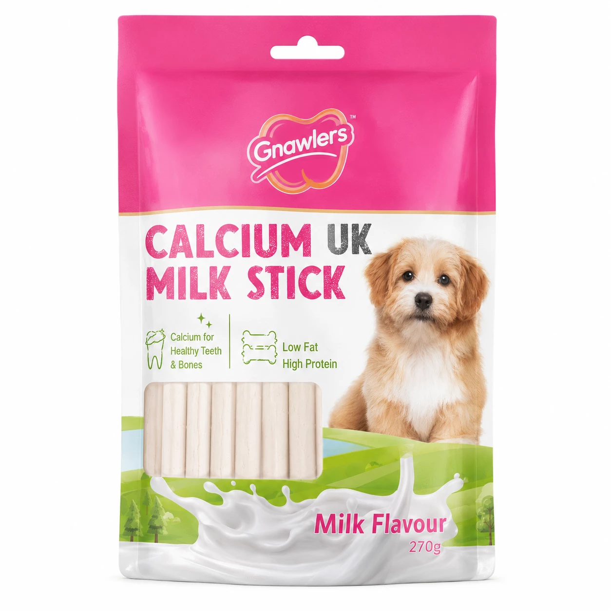 Gnawlers Calcium Milk Flavour Sticks Dog Treat