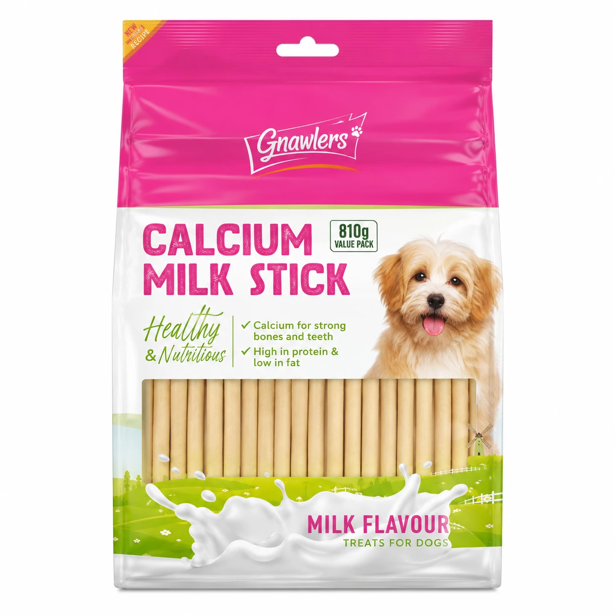 Gnawlers Calcium Milk Flavour Sticks Dog Treat 810g