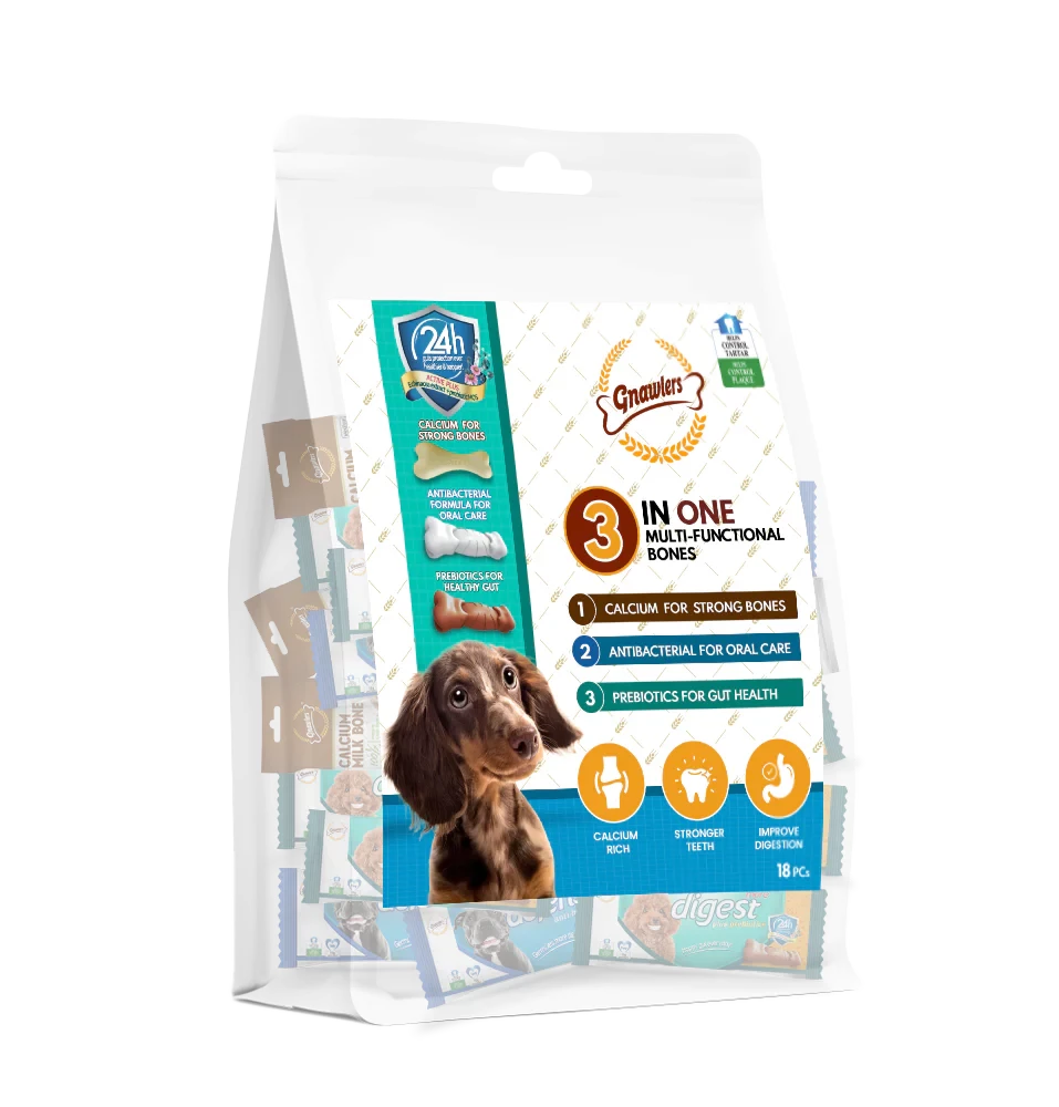 Gnawlers 3 in 1 Bones Dog Treat 18 in 1