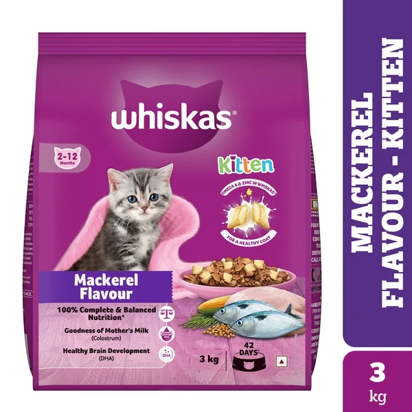 Whiskas Kitten Mackerel Dry Cat Food 3 kg