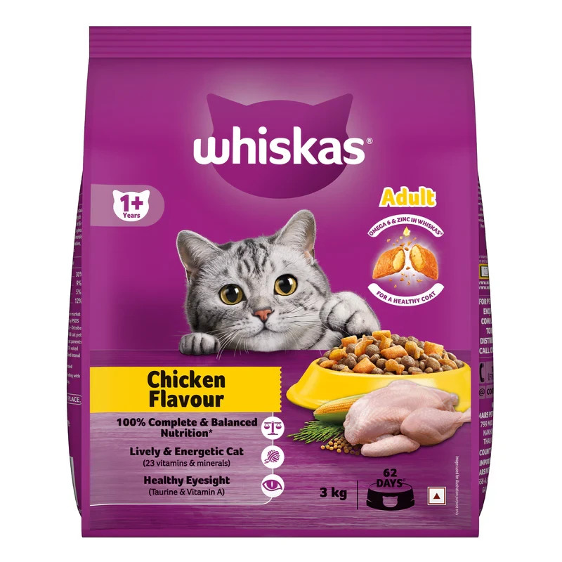 Whiskas Adult Chicken Dry Cat Food 3 kg
