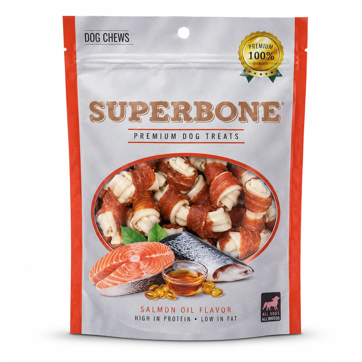 Superbone Knotted Salmon Oil Dog Treat (7 in 1