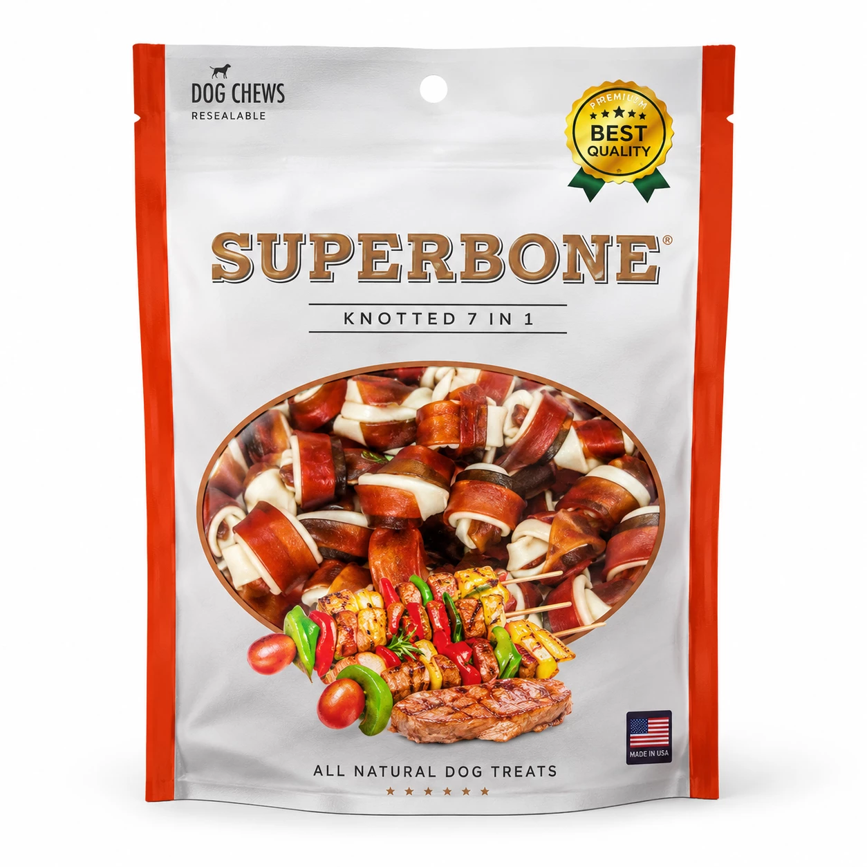 Superbone Knotted BBQ Dog Treat (7 in 1