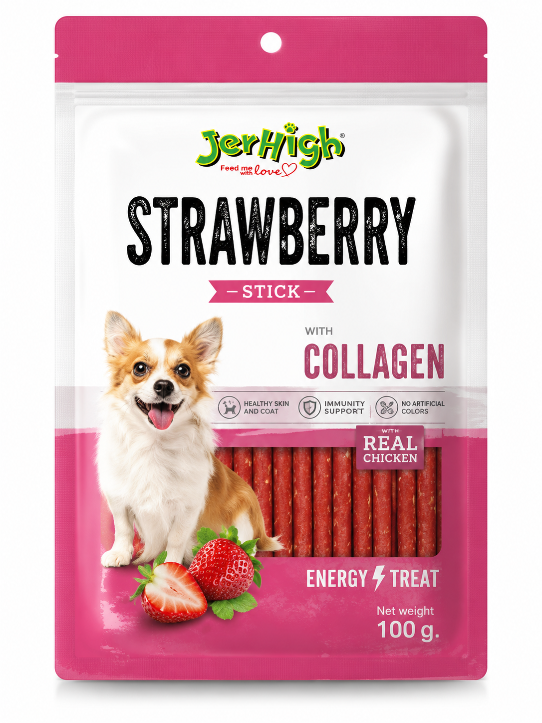 JerHigh Strawberry Stick Dog Treat