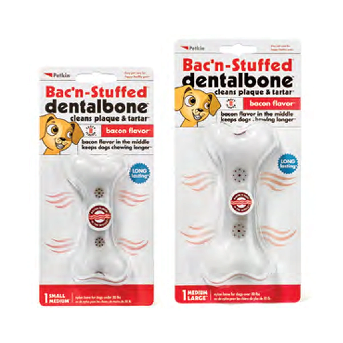 Petkin Bac'n-Stuffed Dental Bone Dog Toy